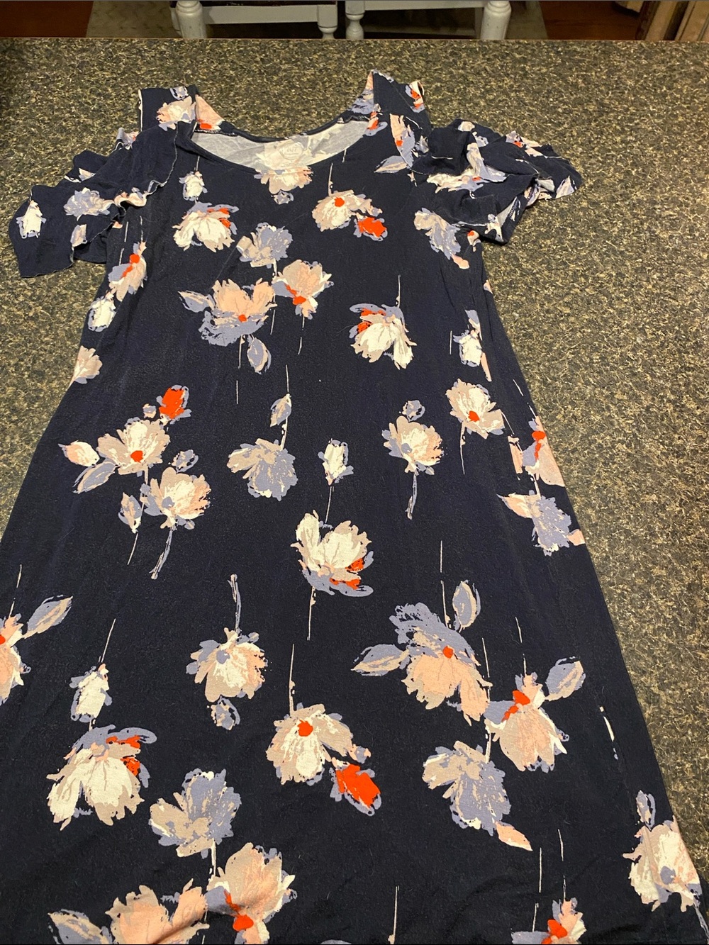 Woman’s Navy Floral Cold-Shoulder Dress